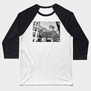 6th And Congress - Austin, Texas - Black And White Baseball T-Shirt